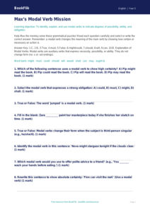 Free Modal Verbs Quiz | Year 5 Greater Depth | BookFlik