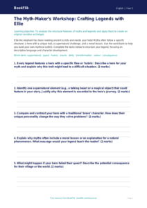 Free Myths And Legends Activity Sheet | Year 5 Greater Depth | BookFlik