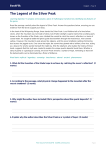 Free Myths And Legends Comprehension | Year 5 Greater Depth | BookFlik