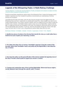 Free Myths And Legends Track Sheet | Year 5 Greater Depth | BookFlik
