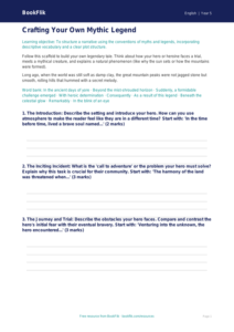 Free Myths And Legends Writing Frame | Year 5 Greater Depth | BookFlik