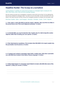 Free Newspaper Writing Activity Sheet | Year 5 Greater Depth | BookFlik