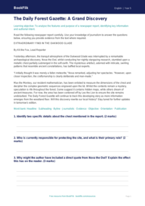 Free Newspaper Writing Comprehension | Year 5 Greater Depth | BookFlik