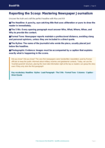Free Newspaper Writing Poster | Year 5 Greater Depth | BookFlik