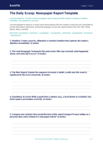 Free Newspaper Writing Template | Year 5 Greater Depth | BookFlik