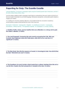 Free Newspaper Writing Frame | Year 5 Greater Depth | BookFlik