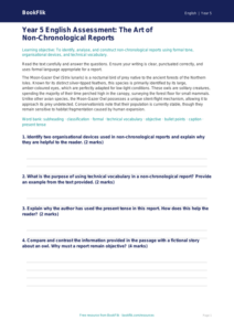 Free Non Chronological Reports Assessment | Year 5 Greater Depth | BookFlik