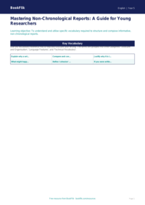 Free Non Chronological Reports Word Mat | Year 5 Greater Depth | BookFlik