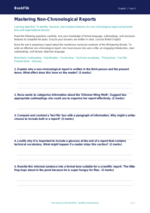 Free Non Chronological Reports Worksheet | Year 5 Greater Depth | BookFlik