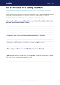 Free Nouns And Verbs Activity Sheet | Year 3 Core | BookFlik