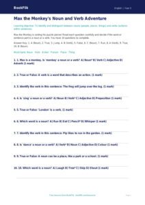Free Nouns And Verbs Quiz | Year 3 Core | BookFlik