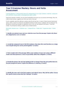 Free Nouns And Verbs Assessment | Year 5 Greater Depth | BookFlik