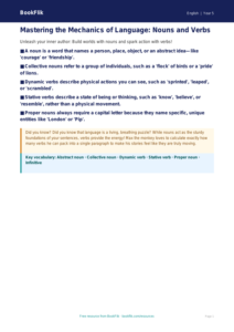 Free Nouns And Verbs Poster | Year 5 Greater Depth | BookFlik