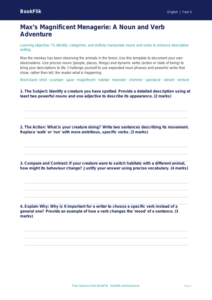 Free Nouns And Verbs Template | Year 5 Greater Depth | BookFlik