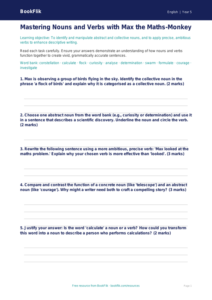 Free Nouns And Verbs Worksheet | Year 5 Greater Depth | BookFlik