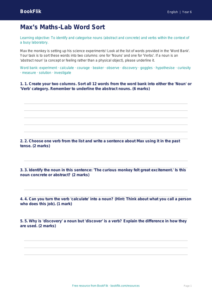 Free Nouns And Verbs Activity Sheet | Year 6 Core | BookFlik