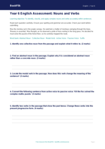 Free Nouns And Verbs Assessment | Year 6 Core | BookFlik