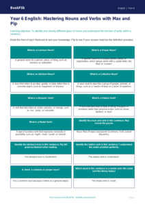 Free Nouns And Verbs Flashcards | Year 6 Core | BookFlik