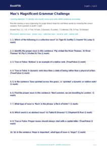 Free Nouns And Verbs Quiz | Year 6 Core | BookFlik