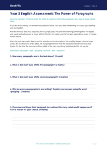 Free Paragraphs Assessment | Year 3 Core | BookFlik