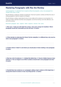 Free Paragraphs Worksheet | Year 3 Core | BookFlik