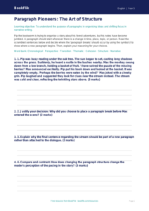 Free Paragraphs Activity Sheet | Year 5 Greater Depth | BookFlik
