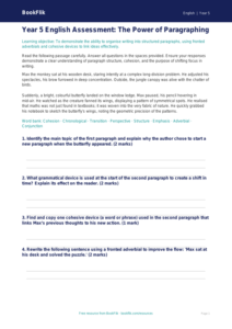 Free Paragraphs Assessment | Year 5 Greater Depth | BookFlik