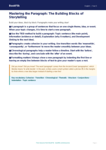 Free Paragraphs Poster | Year 5 Greater Depth | BookFlik