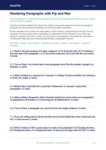 Free Paragraphs Quiz | Year 5 Greater Depth | BookFlik