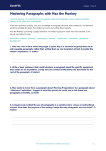 Free Paragraphs Worksheet | Year 5 Greater Depth | BookFlik