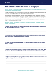 Free Paragraphs Assessment | Year 6 Core | BookFlik