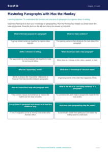 Free Paragraphs Flashcards | Year 6 Core | BookFlik