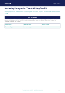 Free Paragraphs Word Mat | Year 6 Core | BookFlik