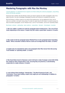 Free Paragraphs Worksheet | Year 6 Core | BookFlik