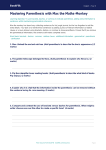 Free Parenthesis Activity Sheet | Year 5 Greater Depth | BookFlik