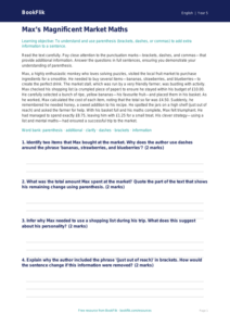 Free Parenthesis Comprehension | Year 5 Greater Depth | BookFlik