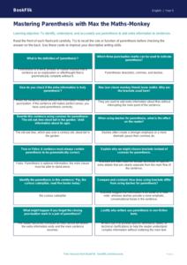 Free Parenthesis Flashcards | Year 5 Greater Depth | BookFlik