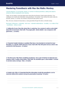 Free Parenthesis Writing Frame | Year 5 Greater Depth | BookFlik
