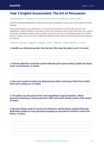 Free Persuasive Writing Assessment | Year 3 Core | BookFlik