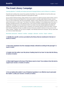 Free Persuasive Writing Comprehension | Year 5 Greater Depth | BookFlik