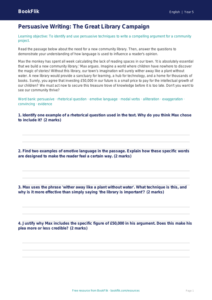 Free Persuasive Writing Track Sheet | Year 5 Greater Depth | BookFlik