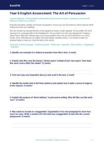 Free Persuasive Writing Assessment | Year 6 Core | BookFlik