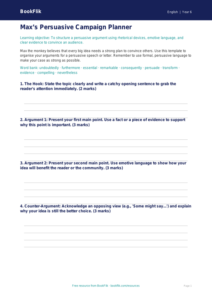 Free Persuasive Writing Template | Year 6 Core | BookFlik