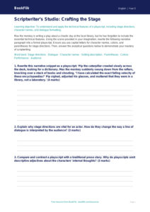 Free Playscripts Activity Sheet | Year 5 Greater Depth | BookFlik