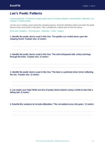 Free Poetry Activity Sheet | Year 6 Core | BookFlik