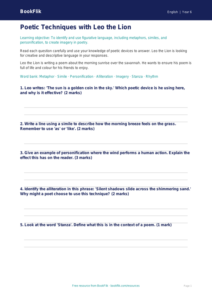 Free Poetry Worksheet | Year 6 Core | BookFlik