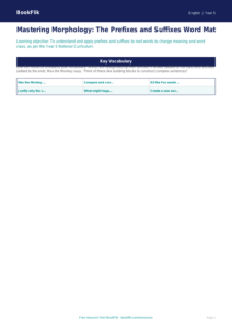 Free Prefixes And Suffixes Word Mat | Year 5 Greater Depth | BookFlik