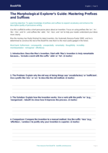 Free Prefixes And Suffixes Writing Frame | Year 5 Greater Depth | BookFlik