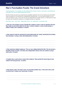 Free Punctuation Activity Sheet | Year 6 Core | BookFlik