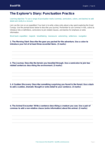 Free Punctuation Template | Year 6 Core | BookFlik